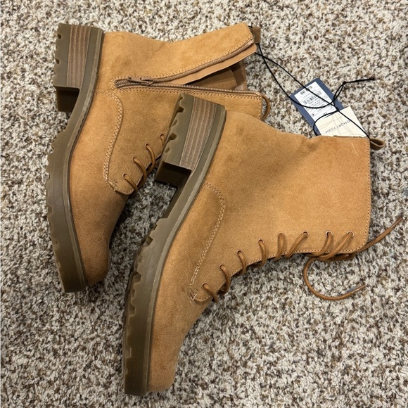 Universal Threads Womens WORK BOOTS Sz 10 Brown Laces Side Zip Rugged No Slip - Picture 10 of 11
